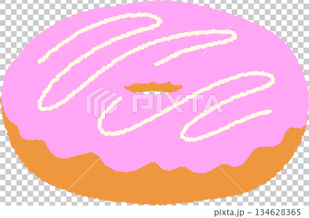 手書き風の単品アイコンイラスト　食べ物　ドーナツ 134628365