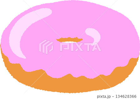 手書き風の単品アイコンイラスト　食べ物　ドーナツ 134628366