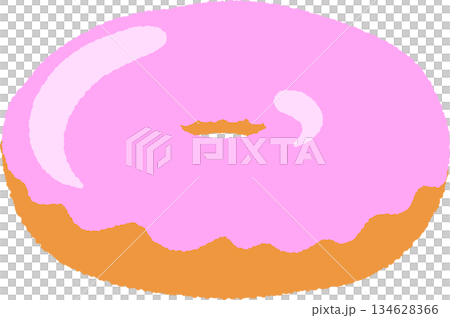 手書き風の単品アイコンイラスト　食べ物　ドーナツ 134628366
