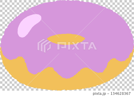 手書き風の単品アイコンイラスト　食べ物　ドーナツ 134628367