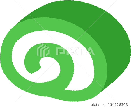 手書き風の食べ物単品アイコンイラスト　ロールケーキ 134628368