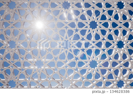 Intricate Geometric Pattern with Sunlight 134628386