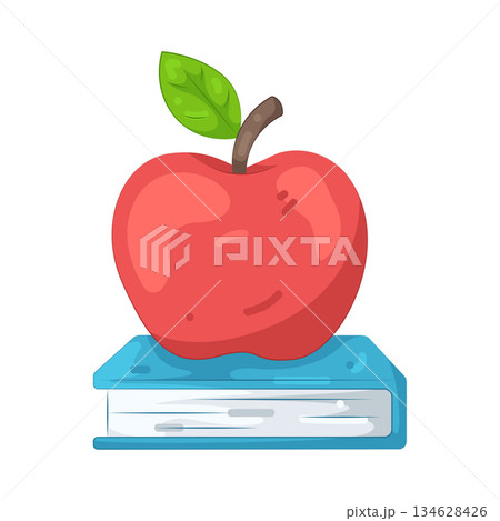 Illustration of book with apple 134628426