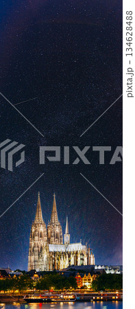 Night View Of Cologne Cathedral, Germany. Europe Night View Of Cologne Cathedral, Germany. Europe 134628488