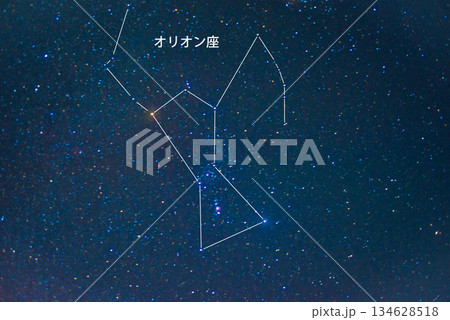 冬のオリオン座　星座名あり 134628518