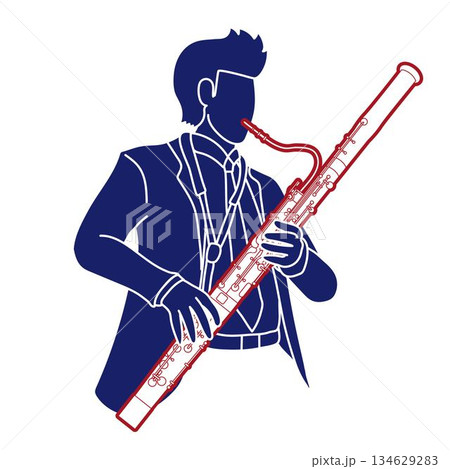 Bassoon Musician Orchestra Instrument Cartoon Graphic Vector  134629283