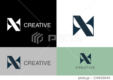 Minimalist Geometric Letter N Monogram Logo. Modern Abstract Arrow Up Symbol Vector. Clean Corporate Technology Brand Mark. 134630044