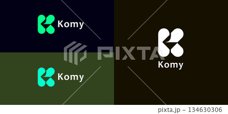 Minimalist Rounded Lettermark 'K' Logo Design for Tech. Clean and Modern Vector Branding. 134630306