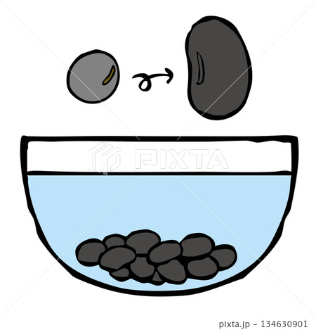 調理手順_豆を水に浸す_黒豆 134630901