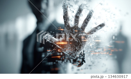 Businessman interacting with digital interface 134630917