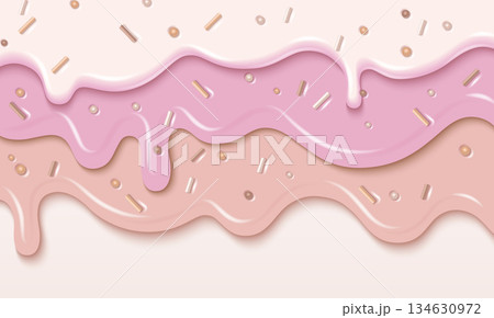 Pink candy drip background with flowing cream 134630972
