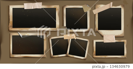 Vintage photo frame set with tape 134630979