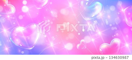 Dreamy rainbow background with 3d hearts Dreamy rainbow background with 3d hearts 134630987