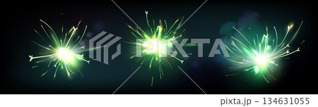 Electric welding sparks with firecracker effect. 134631055