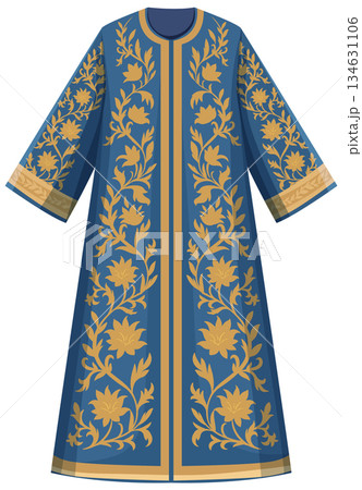 Traditional Ottoman Kaftan with Gold Floral Embroidery 134631106