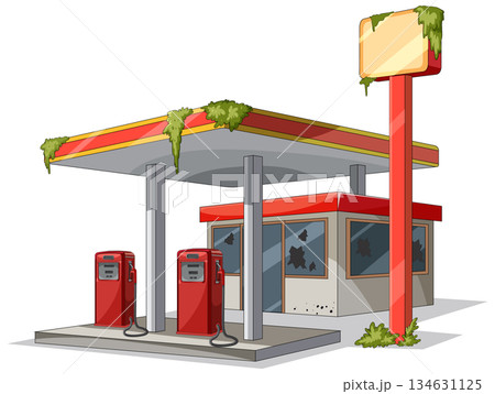 Abandoned Gas Station With Overgrown Moss and Decay Abandoned Gas Station With Overgrown Moss and Decay 134631125