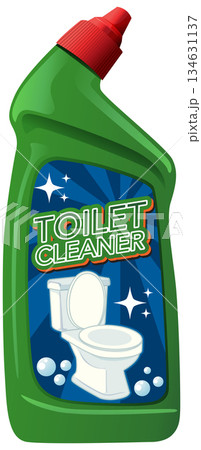 Green Plastic Bottle of Toilet Cleaner with Red Cap Green Plastic Bottle of Toilet Cleaner with Red Cap 134631137