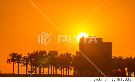 Sunrise from Al Corniche waterfront timelapse in Doha Sunrise from Al Corniche waterfront timelapse in Doha 134631333