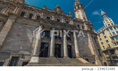 Old Post Office timelapse hyperlapse, the famous architecture landmark Barcelona, Spain. Old Post Office timelapse hyperlapse, the famous architecture landmark Barcelona, Spain. 134631480