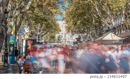 La Rambla street in Barcelona timelapse, Spain. La Rambla street in Barcelona timelapse, Spain. 134631497
