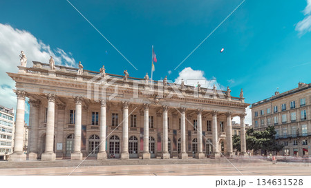 Grand Theatre de Bordeaux timelapse hyperlapse in France, home to the Opera National 134631528