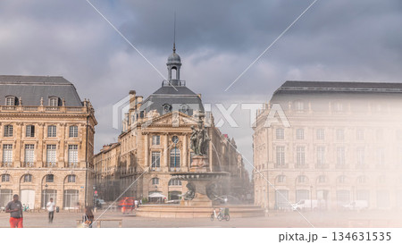 Place de la Bourse timelapse hyperlapse in Bordeaux, France, with the Fountain Place de la Bourse timelapse hyperlapse in Bordeaux, France, with the Fountain 134631535