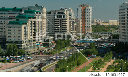 Elevated view over the city center and central business district Timelapse, Kazakhstan, Astana Elevated view over the city center and central business district Timelapse, Kazakhstan, Astana 134631637