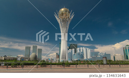 Bayterek timelapse hyperlapse is a monument and observation tower in Astana. Main symbol of city. 134631643