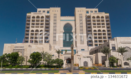 Building of luxurious 5-star hotel in Ajman timelapse hyperlapse nestled near the turquoise waters of Arabian Gulf. Building of luxurious 5-star hotel in Ajman timelapse hyperlapse nestled near the turquoise waters of Arabian Gulf. 134631672