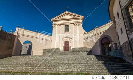 Church of the Capuchins of Albano Laziale illuminated by the sun timelapse hyperlapse in a summer day 134631731