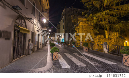 Typical medieval narrow street in beautiful town of Albano Laziale night timelapse hyperlapse, Italy Typical medieval narrow street in beautiful town of Albano Laziale night timelapse hyperlapse, Italy 134631732