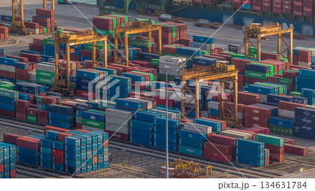 Commercial port of Singapore aerial timelapse. Commercial port of Singapore aerial timelapse. 134631784
