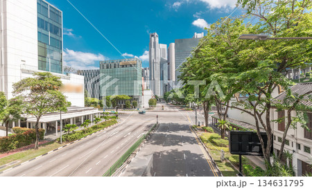 Traffic with cars on a street and urban scene in the central district of Singapore timelapse Traffic with cars on a street and urban scene in the central district of Singapore timelapse 134631795