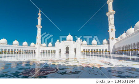 Sheikh Zayed Grand Mosque timelapse hyperlapse in Abu Dhabi, the capital city of United Arab Emirates Sheikh Zayed Grand Mosque timelapse hyperlapse in Abu Dhabi, the capital city of United Arab Emirates 134631844