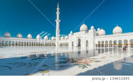 Sheikh Zayed Grand Mosque timelapse hyperlapse in Abu Dhabi, the capital city of United Arab Emirates Sheikh Zayed Grand Mosque timelapse hyperlapse in Abu Dhabi, the capital city of United Arab Emirates 134631845