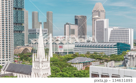 St. Andrew's Cathedral aerial timelapse. It is an Anglican cathedral in Singapore, the country's largest cathedral. St. Andrew's Cathedral aerial timelapse. It is an Anglican cathedral in Singapore, the country's largest cathedral. 134631893