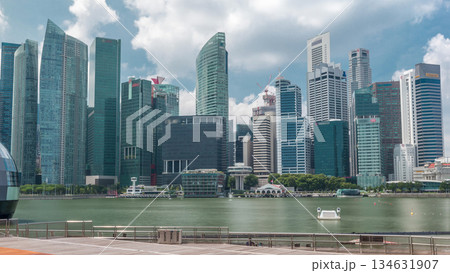 Business Financial Downtown City and Skyscrapers Tower Building at Marina Bay timelapse hyperlapse, Singapore, 134631907