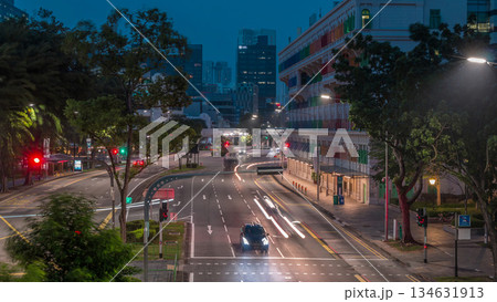 Old Hill Street Police Station historic building in Singapore night to day timelapse. Old Hill Street Police Station historic building in Singapore night to day timelapse. 134631913