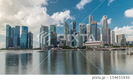 Business Financial Downtown City and Skyscrapers Tower Building at Marina Bay timelapse hyperlapse, Singapore, 134631930