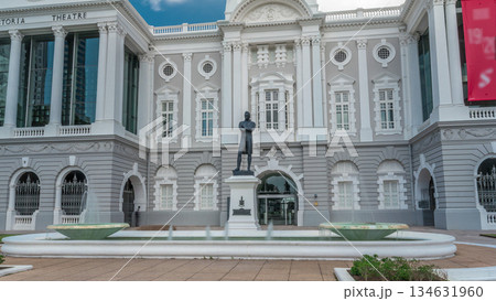 The Victoria Theatre and Concert Hall is a performing arts center in the Central Area of Singapore timelapse hyperlapse. 134631960