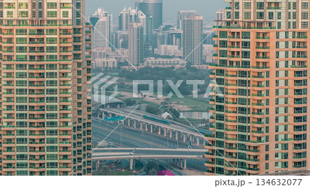 Metro station near Dubai Internet City and Dubai Media City districts as well as Golf Club timelapse Metro station near Dubai Internet City and Dubai Media City districts as well as Golf Club timelapse 134632077