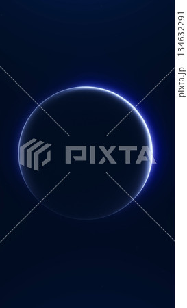 Futuristic neon eclipse orb with glowing light and smooth gradient. Abstract vertical sci fi background for digital design, technology visuals and modern creative projects. 134632291