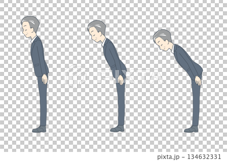 一組鞠躬的中年商人插圖 一組鞠躬的中年商人插圖 134632331