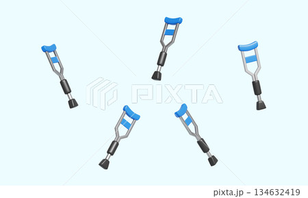 Medical Crutches for Mobility Support and Injury Recovery. 3D Rendering. 134632419