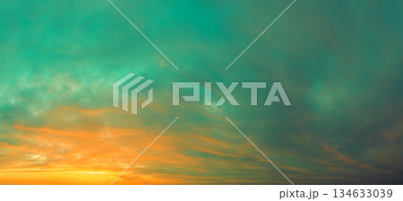 Colorful cloudy sky at sunset. Gradient color. Sky texture. Abstract nature background 134633039