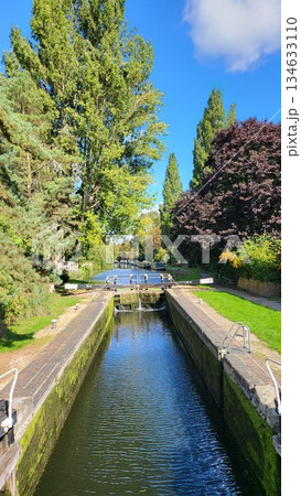 This is canal on countryside around Uxbridge city in London 134633110