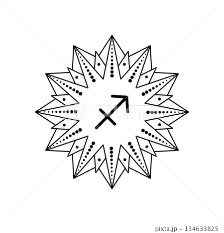 Sagittarius zodiac sign in line art style  134633825