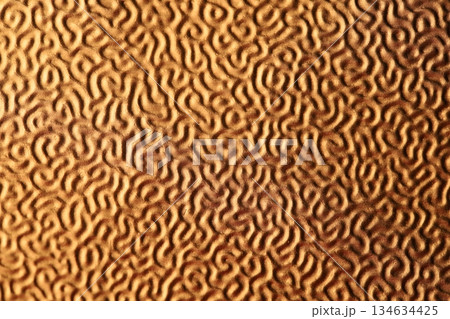 Corrugated copper surface, macro texture, metal surface. Metallic pattern, metallic shine 134634425