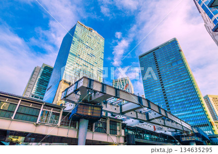 日本の東京都市景観12月23日。フクラスデッキの上を鉄骨が覆う…(クローラークレーンもズラリ…) 日本の東京都市景観12月23日。フクラスデッキの上を鉄骨が覆う…(クローラークレーンもズラリ…) 134635295