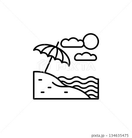 Beach vector icon. Adventure icon line style. perfect use for logo, presentation, website, and more. modern icon design outline style 134635475
